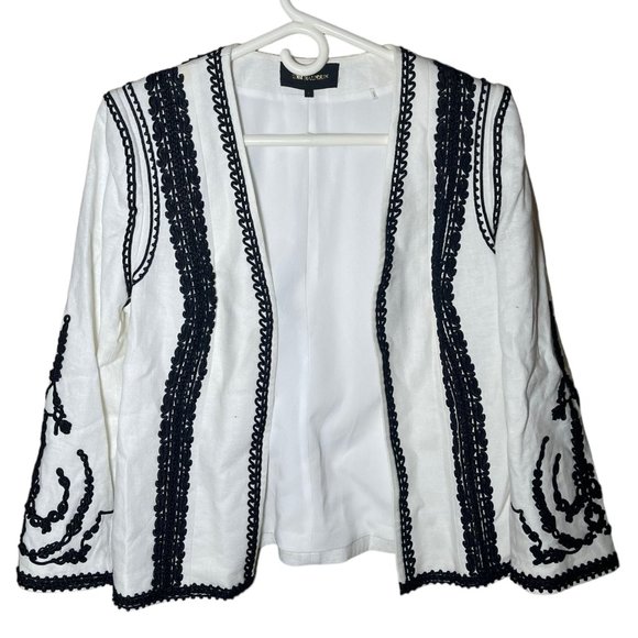 Kobi Halperin White Linen Collared Blazer Small - Picture 5 of 9